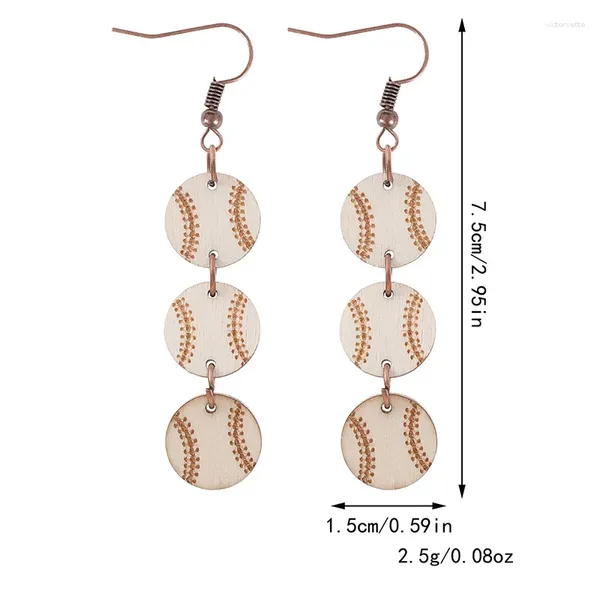 Boucles d'oreilles pendantes Baseball Softball disque en bois goutte pour femmes Design sportif Fan bijoux cadeau