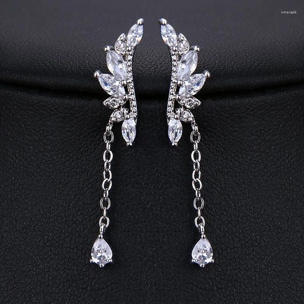 Boucles d'oreilles pendantes Be8 Design CZ pierre longue chaîne pendentif goutte pour femmes filles couleur or blanc cadeaux de fête de mariage en gros AE51