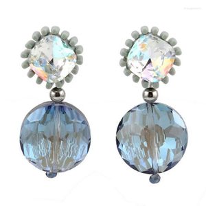 Boucles d'oreilles pendantes en cristal pour femmes, pendentif rond à la mode, bijoux cadeaux de saint valentin pour femme