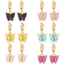 Boucles d'oreilles pendantes belle coréenne papillon boucle d'oreille balançoire couleur or goutte pour femme 2023 esthétique sables fille bijoux