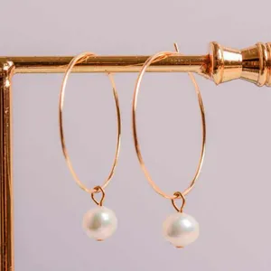 Pendientes colgantes Hermosa perla blanca natural de agua dulce Regalo de oro de 14 quilates Mujer Fiesta de moda de Halloween DÍA DE SAN VALENTÍN Pascua