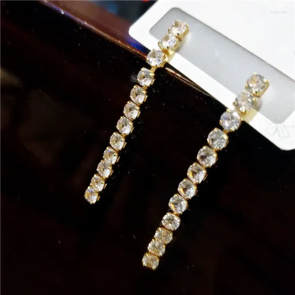 Pendientes colgantes hermosos diamantes de imitación brillantes temperamento largo joyería de moda Simple al por mayor