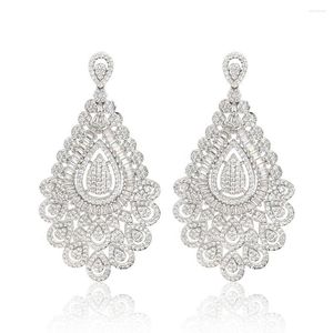 Boucles d'oreilles pendantes Bijoux éblouissants Personnaliser Zircone Rhodium Design Sliver Plated For Wedding Women