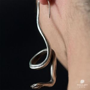 Boucles d'oreilles pendantes BEM HI BEN Men's Women's Ear Studs Snake 925 Sterling Silver Simple Original Hand Made Darkness Personnalisé