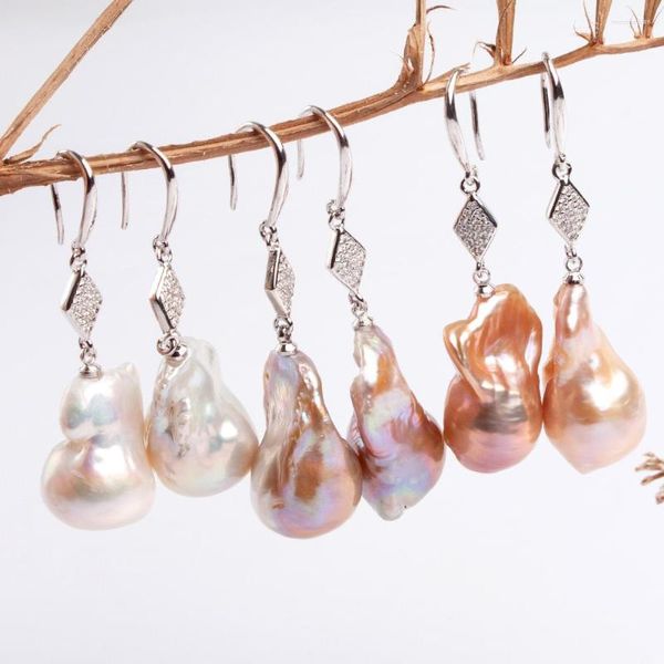 Boucles d'oreilles pendantes en forme de grande perle baroque, bijoux naturels faits à la main, cadeau pour maman/femme