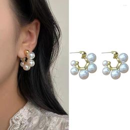 Boucles d'oreilles en peluches grandes perles pour femmes filles élégantes luxueuses françaises baroques boho de style mariage bijoux de mode de mode