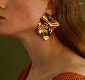 Dangle Oorbellen Groot Vierkant Metaal Voor Vrouwen Gouden Model Show Drop Earring Vintage Europese Stijl Vrouwelijke Sieraden Verklaring 2024