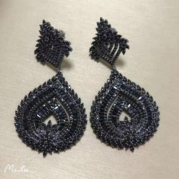 Boucles d'oreilles pendantes Bilincolor classique noir goutte lourde cristal zircon cubique luxe mariée femme