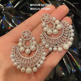 Boucles d'oreilles pendantes Bilincolor mode luxe perle blanche grande boucle d'oreille pour les femmes