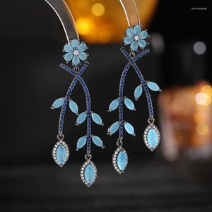 Boucles d'oreilles pendantes Bilincolor mode petite fleur bleue gland boucle d'oreille pour femmes mariage