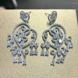Boucles d'oreilles pendantes Bilincolor luxe clair cubique zircone coeur gland boucle d'oreille pour les femmes bijoux de mariage