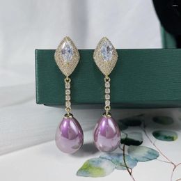 Boucles d'oreilles pendantes en Zircon légèrement incrusté, perle géométrique Simple, à la mode, pour mariage ou fête