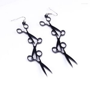 Dangle Boucles D'oreilles Noir Acrylique Ciseaux Drop Long Femmes Exagéré Mode Hip Hop Bijoux Accessoires