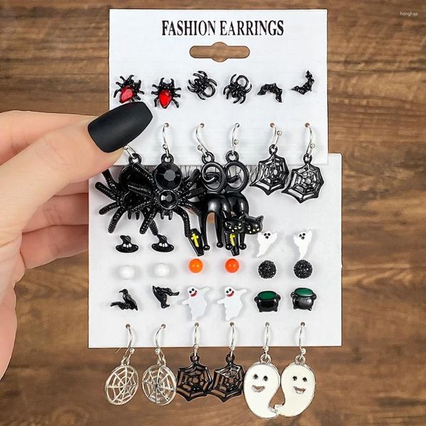 Pendientes colgantes con revestimiento negro, arañas, murciélagos, calabaza, bonitos para mujeres y niñas, Festival gótico de Halloween, regalo de joyería de moda