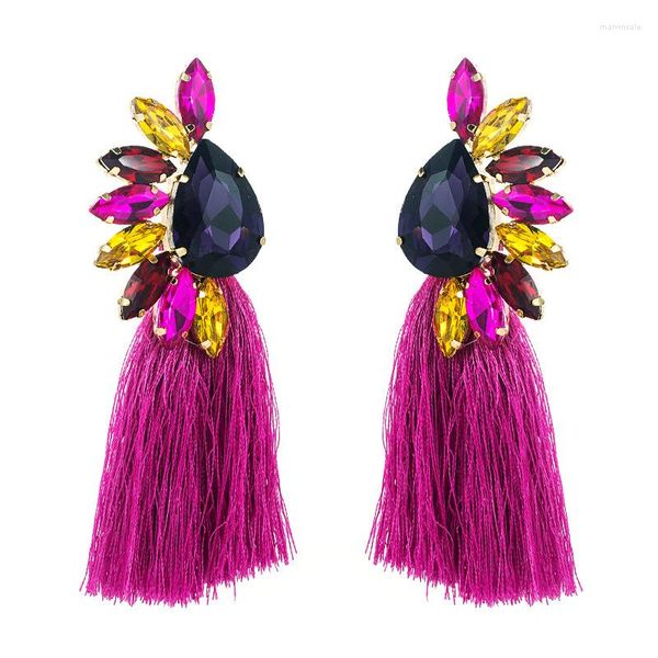 Boucles d'oreilles pendantes fleur noire cristal goutte boucle d'oreille femmes bijoux Vintage élégant Long gland strass noël en gros