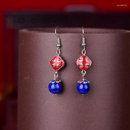 Dangle Oorbellen Blauwe Jade Kralen Dames Designer Cadeau Mode Chinese Chalcedoon Charme Sieraden Natuurlijke Drop 925 Zilveren Amuletten Luxe