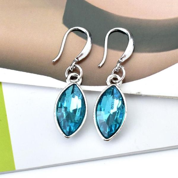 Boucles d'oreilles pendantes bleu rouge cristal goutte pour les mariées couleur argent lustre boucle d'oreille mode bijoux de mariage accessoires