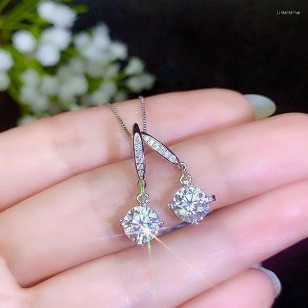 BOEYCJR – boucles d'oreilles pendantes en argent 925, 1,2ct, 7mm, couleur F, Moissanite VVS, bijoux fins, goutte de diamant, cadeau pour femmes
