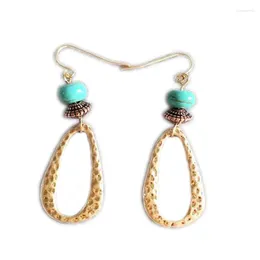 Boucles d'oreilles bohémien en alliage géo pour femmes, pendentif ethnique en pierre synthétique, hameçon, goutte, bijoux à la mode