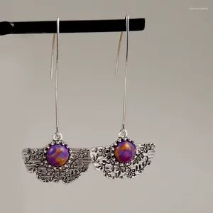 Boucles d'oreilles en peluche bohémie ginkgo forme de feuille sculptée pourpre vintage vintage antique couleur couleur métal boucle d'oreille pour femmes bijoux fête