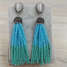 Boucles d'oreilles en peluche Bohemia Bijoux Connecteur Connecteur 2 mm Blue Tend Green Perles 12 Rows Joint Per perle Boucle d'oreille pour les femmes