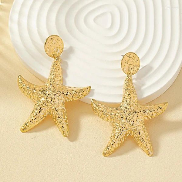 Boucles d'oreilles en peluche Bohême Starfish pour femmes pour femmes 2024 Fashion Sea Star Drop Brongle Bijoux d'oreilles simples