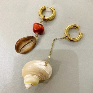 Boucles d'oreilles pendantes bohème asymétriques conque escargot de mer coquille blanche cauri pour femmes déclaration bijoux de plage