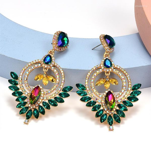 Boucles d'oreilles pendantes bohème coloré cristal métal goutte haute qualité classique Vintage bijoux accessoires pour femmes en gros