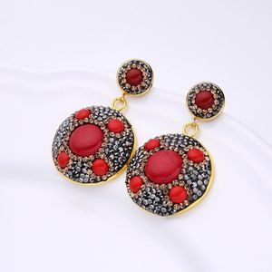 Boucles d'oreilles pendantes couleur bohème pour femmes, pendentif Long, couleur or, breloque en métal, bijoux faits à la main, cadeau de fête