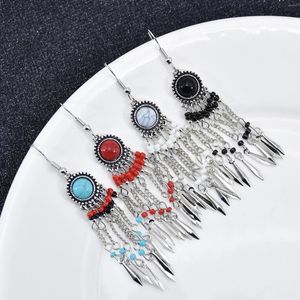 Bengelen oorbellen Boheemse etnische stijl kleur vrouwelijke lange keten hanger Tassel temperament prom tonen gezicht dunne sieraden
