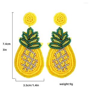 Boucles d'oreilles pendantes Bohème Fruit Pendentif Mignon Ananas À La Main Tissé Perles Boucle D'oreille Pour Les Femmes Boho De Luxe Designer Bijoux En Gros