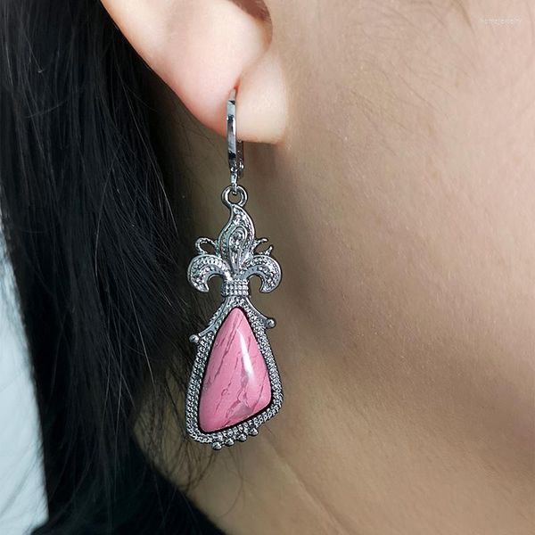 Boucles d'oreilles pendantes bohème rétro pêche couleur Triangle luxe goutte pistolet noir métal sculpté fleur femmes bijoux cadeaux