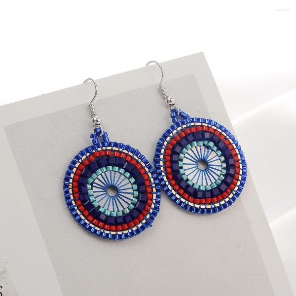 Pendientes colgantes con borlas bohemias para mujer, cuentas circulares redondas hechas a mano, joyería de moda, declaración de concha bonita