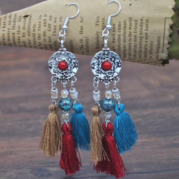 Boucles d'oreilles pendantes bohème pampilles perles de qualité multicolores à franges Piercing Vintage bijoux de mode cadeaux pour femmes