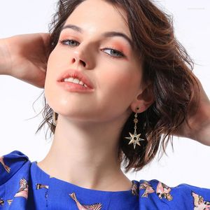 Dange oorbellen Boheemian Vintage Crescent Moon Star Druppel voor vrouwen vrouwelijke asymmetrische kristal strass earring feest hippie sieraden