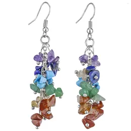 Boucles d'oreilles en peluche bohèque femme naturel cristal de raisin de pierre écrasée irrégulière