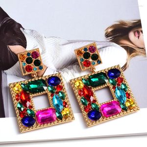 Boucles d'oreilles pendantes style Boho, couleur Champagne, goutte de cristal, grande tendance géométrique pour femmes, déclaration de fête, vente en gros, bijoux