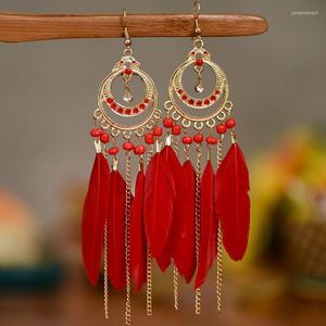 Dange oorbellen Boho Classic Long Tasel For Women Trendy Creative Feather Pendant Earring Fashion Jewelry Accessoires