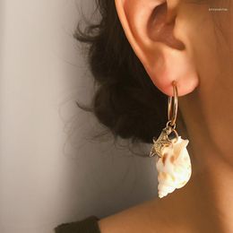 Boucles d'oreilles pendantes style Boho, conque, étoile de mer, cerceau Vintage, cadeau de fête pour femmes, bijoux