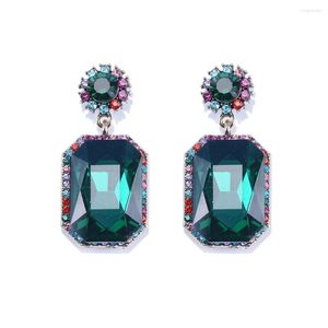 Boucles d'oreilles pendantes Boho ethnique luxe cristal goutte boucle d'oreille femmes multicolore géométrique déclaration oreille bijoux mariée mariage Brincos