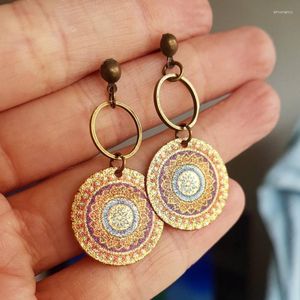 Dangle Oorbellen Boho Etnische Tribal Goud Kleur Mandala Bloem Drop Voor Vrouwen Meisje Gift Mode Charm Sieraden Accessoires