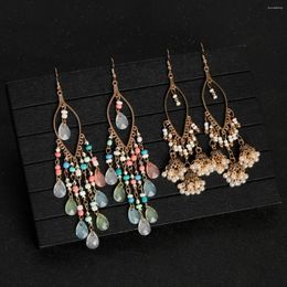Boucles d'oreilles pendantes Boho géométriques longues pampilles pour femmes, perles colorées faites à la main, goutte d'eau, Vintage, bijoux de mariage, cadeau de mariée