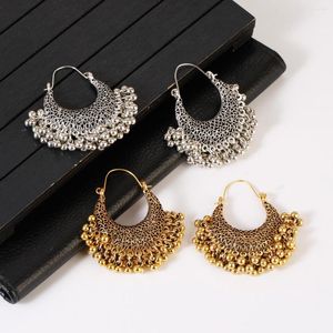 Boucles d'oreilles en peluche Boho Gold Color Tassel pour les femmes Orecchini Jewelry Gypsy Vintage Silver Alloy Bollywood Ladies Jhumka