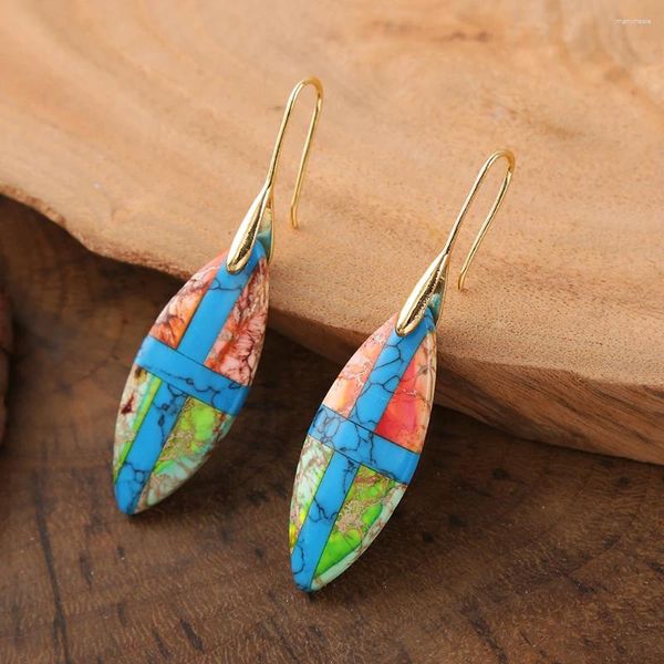 Boucles d'oreilles Boho Jaspers croix faites à la main pour femmes, cadeaux pour dames, livraison directe E6324