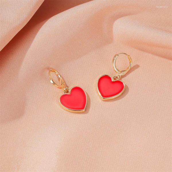 Boucles d'oreilles pendantes Boho coeur rouge mignon créateur esthétique Boucles D Oreille Femme été accessoires Mujer bijoux Kawaii gland