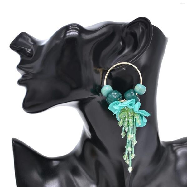 Pendientes colgantes Diseño de tienda Bohojewelry Acrílico verde esmeralda Borlas con cuentas Colgante personalizado para mujer