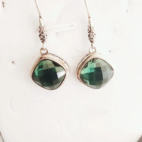 Boucles d'oreilles en peluche bijoux 925 argent sterling naturel en cristal vert gemme vieille anniversaire de luxe pour femmes Noël et année