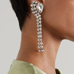 Boucles d'oreilles pendantes, chaîne en strass de marque à la mode pour femmes, bijoux magnifiques accessoires de déclaration pour filles