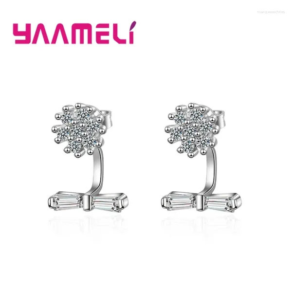 Boucles d'oreilles pendantes de marque pour femmes, bijoux ronds en argent Sterling 925, zircone cubique transparente, vente en gros