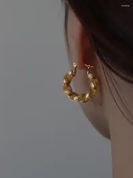 Boucles d'oreilles pendantes en laiton avec or 18 carats, grande torsion, bijoux de fête pour femmes, robe de spectacle, piste Rare coréenne japonaise, tendance INS Boho